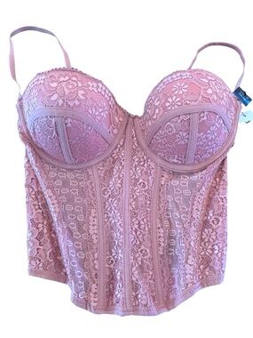 NWT bebe Intimates Pink Lace Bustier Corset Top 34C Y2K Lingerie